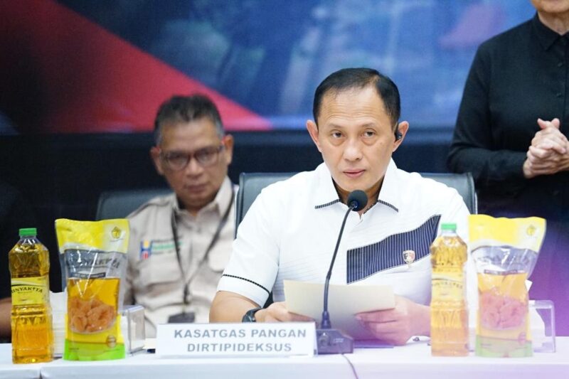 Dirtipideksus Bareskrim Polri sekaligus Kepala Satgas Pangan Polri, Brigjen Helfi Assegaf dalam konferensi pers di Mabes Polri Jakarta Selatan, Rabu (12/3/2025) | Sumber Foto: Hum Polri