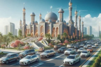 Ilustrasi arus mudik Lebaran 2025 | Foto: Pow-AI/BI