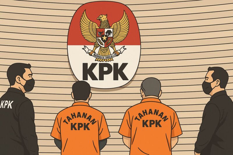 Ilustrasi tersangka tindak pidana korupsi | Cre-AI/Bicara Indonesia