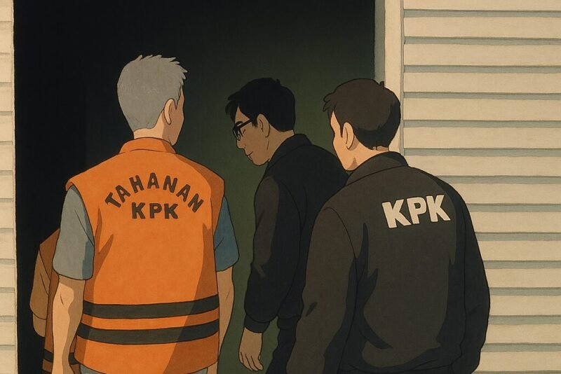 Ilustrasi penahanan tersangka oleh Komisi Pemberantasan Korupsi (KPK) | Create AI: Dna/Bicara Indonesia