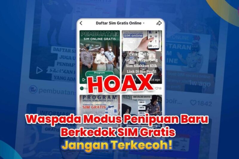 Poster imbauan soal kewaspadaan terhadap informasi hoaks soal SIM gratis | Sumber Foto: Korlantas Polri