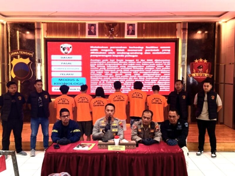 Konferensi pers ungkap kasus kerusuhan saat Peringatan May Day 2025, yang digelar di Mapolrestabes Semarang, Sabtu (4/5/2025) | Sumber Foto: Hum Res Semarang