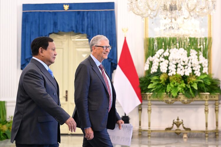 Presiden Prabowo Subianto saat menerima kunjungan pendiri Gates Foundation sekaligus tokoh filantropi dunia, Bill Gates, di Istana Merdeka, Jakarta, Rabu, 7 Mei 2025 | Sumber Foto: Biro Pers Setpres