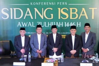 Konferensi Pers Sidang Isbat 1 Zulhijah 1446 H di Auditorium H.M. Rasjidi, Kantor Kementerian Agama, Jakarta, Selasa (27/5/2025) | Sumber Foto: Kemenag