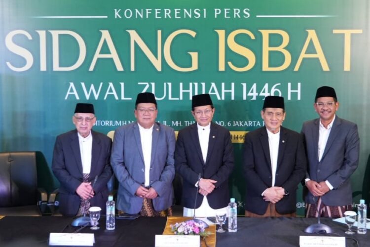 Konferensi Pers Sidang Isbat 1 Zulhijah 1446 H di Auditorium H.M. Rasjidi, Kantor Kementerian Agama, Jakarta, Selasa (27/5/2025) | Sumber Foto: Kemenag