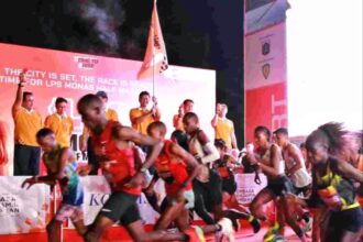 Flag-off LPS Monas Half Marathon 2025, yang berlangsung di kawasan Barat Daya Monas, Jakarta Pusat, Minggu (15/6/2025) pagi | Sumber Foto: Kominfotik DKI