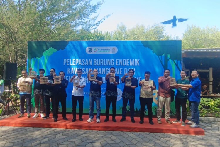 Pelepasan burung endemik kawasan mangrove dalam rangkaian HUT ke-2 Kebun Raya Mangrove Surabaya, Sabtu (26/7/2025) | Foto: Dna/BI