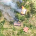 dok. Pembakaran rumah di Distrik Omukia, Kabupaten Puncak, Papua Tengah, Minggu (6/7/2025) | Sumber Foto: Hum Satgas ODC 2025