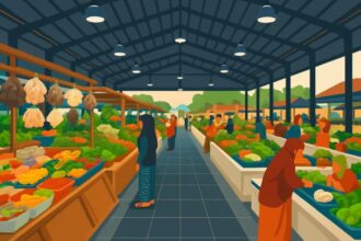Ilustrasi: Pasar tradisional di Provinsi Jawa Timur | Foto: Cre-AI/BI