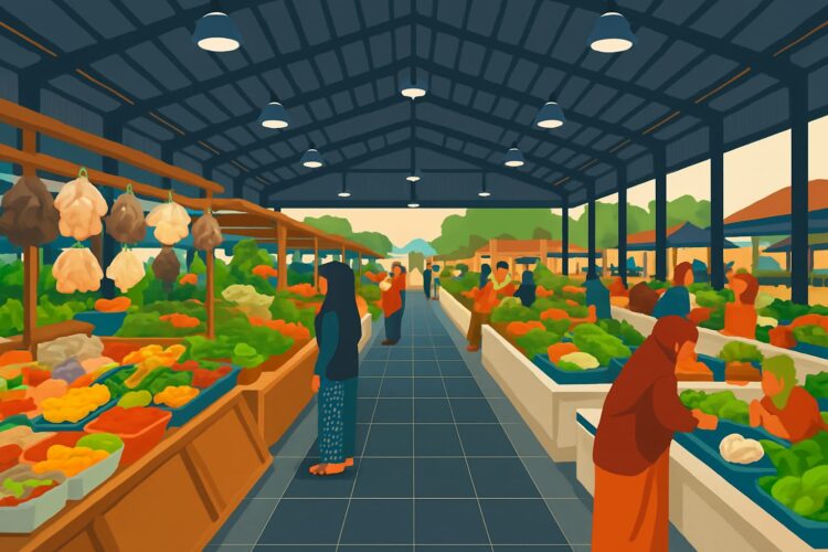 Ilustrasi: Pasar tradisional di Provinsi Jawa Timur | Foto: Cre-AI/BI
