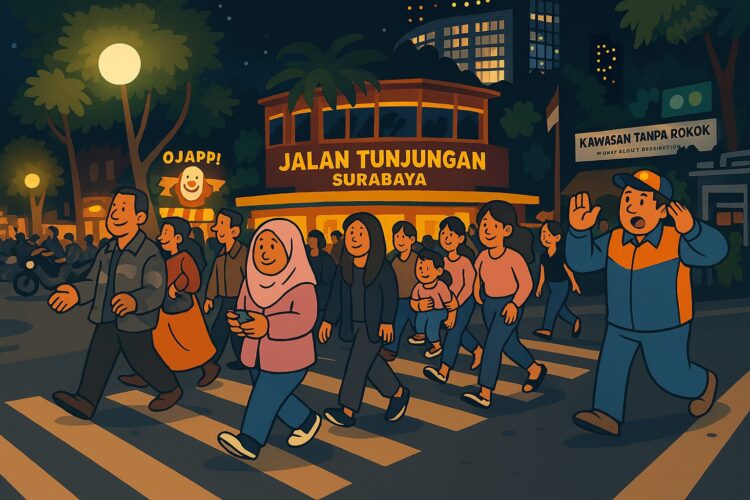 Ilustrasi Jalan Tunjungan Surabaya | Foto: Cre-AI/BI