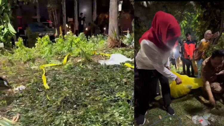 Gubernur Jatim, Khofifah Indar Parawansa, memungut sampah botol plastik usai gelaran Pesta Rakyat di depan Gedung Negara Grahadi | Foto/Sc: Instagram/@khofifah.ip