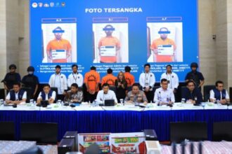 Konferensi pers ungkap kasus judi online jaringan internasional yang digelar di Gedung Awaloedin Djamin, Bareskrim Polri, Jakarta Selatan, Rabu (27/8/2025) | Sumber Foto: Hum Polri