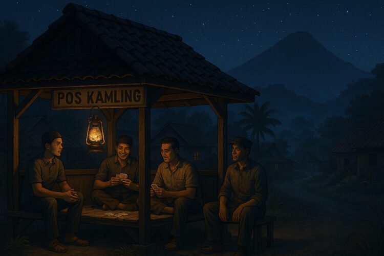 Ilustrasi Pos Keamanan lingkungan (Poskamling) | Foto: Cre-AI/BI