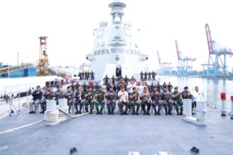 Kapal perang modern ini tiba di Dermaga 107, Pelabuhan JICT 107 Tanjung Priok, Jakarta Utara, Senin (8/9/2025) | Sumber Foto: Biro Infohan Setjen Kemhan