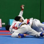 Kontingen Ju-Jitsu Jawa Timur dalam PON Bela Diri 2025 di Djarum Arena 2B, Kaliputu, Kudus, Jawa Tengah, Jumat (24/10/2025) | Foto: Dimas Ap/BI