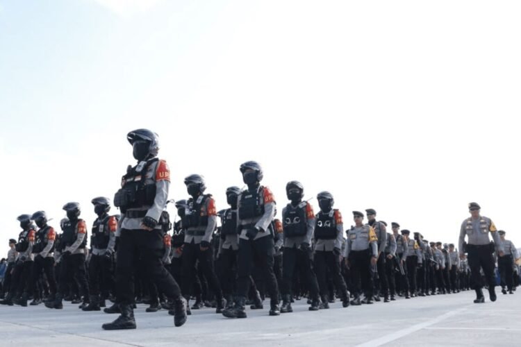 Apel pasukan pengamanan di area parkir Sirkuit Mandalika, Lombok Tengah, Nusa Tenggara Barat (NTB), Kamis (2/10/2025) | Sumber Foto: dok. Divhum Polri