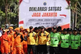 Deklarasi pembentukan Satuan Tugas (Satgas) Jaga Jakarta di halaman Balai Kota Jakarta, Jumat (21/11/2025) | Foto: Kominfotik DKI