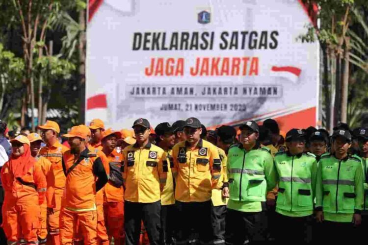 Deklarasi pembentukan Satuan Tugas (Satgas) Jaga Jakarta di halaman Balai Kota Jakarta, Jumat (21/11/2025) | Foto: Kominfotik DKI