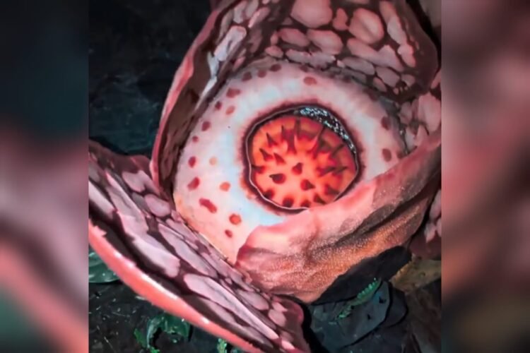 Tangkapan layar video bunga langka rafflesia hasseltii saat mekar | Sumber: IG/Illustratingbotanist