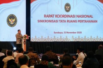 Rapat Koordinasi Nasional (Rakornas) Sinkronisasi Tata Ruang Pertahanan di Surabaya, Jawa Timur, Rabu (12/11/2025) | Foto: Hum-Polkam