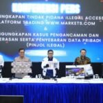 Konferensi pers pengungkapan kasus tindak pidana ilegal akses di Mabes Polri, Jakarta Selatan, Kamis (20/11/2025) | Sumber Foto: Hum/Polri