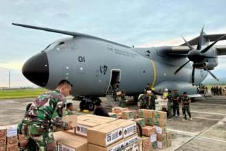 dok. Pesawat Airbus A-400 membawa berbagai kebutuhan logistik tiba di Bandara Sultan Iskandar Muda (SIM) Aceh Besar, Rabu (3/12/2024) | Sumber Foto: Puspen TNI
