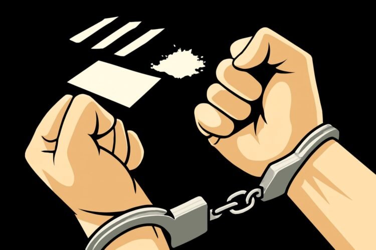 Ilustrasi penangkapan pengedar narkotika | Foto: Cre-AI/BI