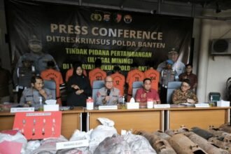 Konferensi pers pengungkapan kasus tambang ilegal periode Oktober - November 2025 | Foto: Hum/Polda Banten