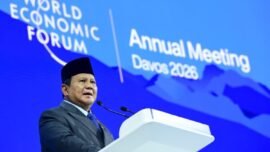 Presiden RI Prabowo Subianto, dalam pidatonya pada WEF Annual Meeting 2026 di Davos, Swiss, Kamis, (22/1/2026). (Foto: BPMI Setpres)