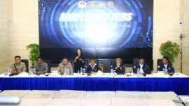 Konferensi pers ungkap kasus pemberantasan judi online yang digelar di Mabes Polri, Jakarta Selatan, Rabu (7/1/2026). (Hum/Polri)
