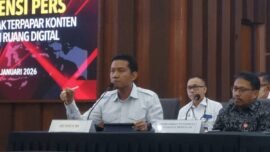 Juru Bicara Densus 88 Polri, Kombes Pol Mayndra Eka Wardhana, dalam Konferensi Pers di Gedung Awaloedin Djamin Bareskrim Polri, Jakarta, Rabu (7/1/2026) (Foto: dok. Hum/Polri)