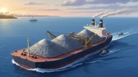 Ilustrasi: Kapal sedang berlayar mengangkut pasir timah (Foto: Cre-Ai/BI)