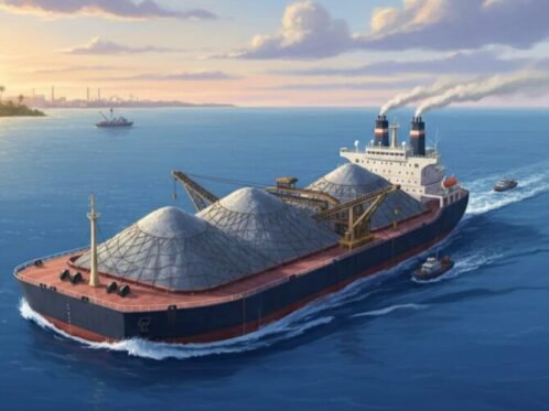 Ilustrasi: Kapal sedang berlayar mengangkut pasir timah (Foto: Cre-Ai/BI)