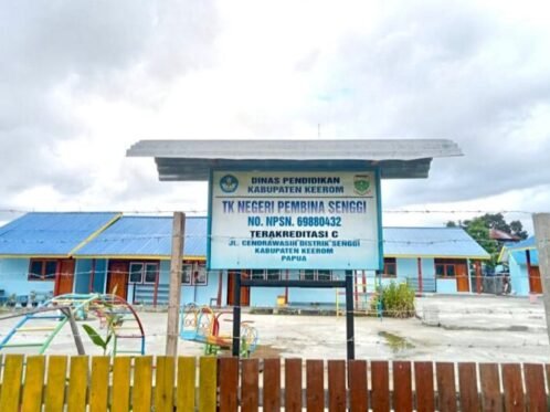 dok. TK Negeri Pembina Senggi, di Kabupaten Keerom, Provinsi Papua, usai dilakukan revitalisasi tahun 2025. (Sumber Foto: Hum/Dikdasmen)