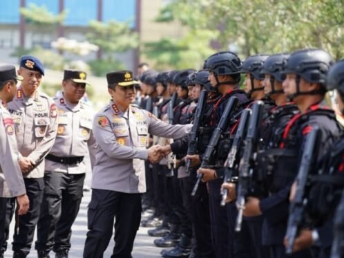 Apel Kesiapsiagaan Pencegahan Karhutla Nasional 2026 di Lanud Roesmin Nurjadin, Pekanbaru, Riau, Kamis (05/03/2026). (Foto: Hum/Polri)