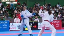 Tangkapan layar pertandingan Kejuaraan Daerah (Kejurda) Karate INKANAS Piala Kapolda Jawa Timur 2026 (Foto: Ist/Dimas AP)