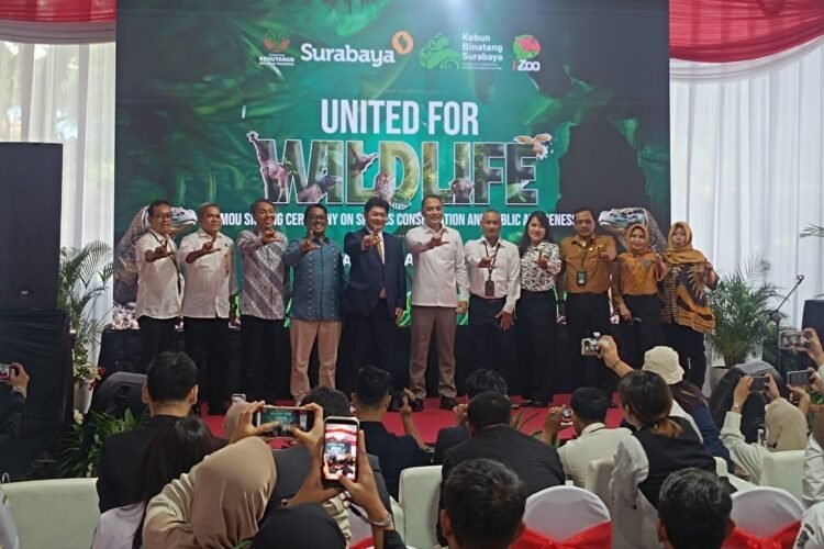 Acara penandatanganan MoU KBS-iZoo Shizuoka di Kebun Binatang Surabaya (KBS), Rabu (29/4/2026). (Foto: Dna/BI)