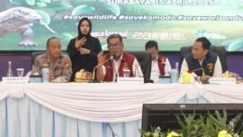 Konferensi pers ungkap kasus tindak pidana konservasi sumber daya hayati dan ekosistemnya (KSDHE) di Mapolda Jatim, Rabu (15/4/2026). (Sumber Foto: Hms/Tbn)