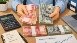 Ilustrasi mata uang Rupiah dan Dolar AS (Source: Cre-AI/BI)