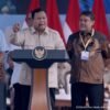 Presiden Prabowo Subianto menyampaikan sambutan pada peringatan Hari Buruh Internasional di kawasan Monumen Nasional (Monas), Jakarta, Jumat (1/5/2026). (Foto: Sc/Yt/BPMI Setpres)