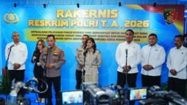 Kapolri Listyo Sigit Prabowo saat membuka Rakernis Reskrim di Aula Bareskrim Polri, Jakarta Selatan, Kamis (7/5/2026). (Foto: Divhum Polri)