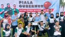 Pembukaan Kejuaraan Woodball Piala Gubernur Jawa Timur 2026 di Stadion Jenggolo, Sidoarjo, Jumat (15/5/2026). (Foto: Ist/Dimas AP)