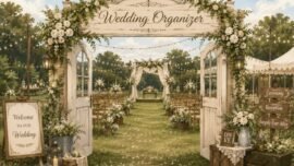 Ilustrasi acara pernikahan dengan suasana vintage oleh Wedding Organizer (Foto: Cre-AI/Bicara Indonesia)