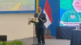 Ketua Umum KONI Jawa Timur, M. Nabil dalam acara Rakerda KONI Jatim di Kota Surabaya, Rabu (24/6/2026). (Foto: Dimas AP/BI)