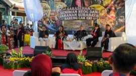Sarasehan Seniman Reog dan Jaranan se-Surabaya di Sanggar Paguyuban Reog Purbaya, Rungkut Asri, Surabaya, Minggu (26/7/2026). (Foto: dok/Kominfo Surabaya)