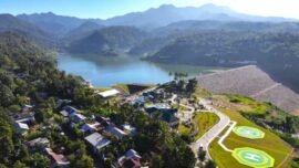 Foto udara Bendungan Meninting di Kabupaten Lombok Barat, Provinsi Nusa Tenggara Barat (NTB) yang diresmikan pada Jumat, (10/7/2026). (Foto: BPMI Setpres)