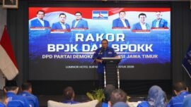 Rakor BPOKK dan BPJK DPD Partai Demokrat Jawa Timur di Kota Surabaya, Rabu (5/8/2026). (Foto: Istimewa/T1)