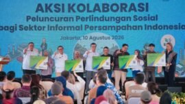 Peluncuran Gerakan Nasional Perlindungan Sosial bagi Sektor Informal Persampahan Indonesia di RDF Rorotan, Cilincing, Jakarta Utara, Senin (10/8/2026). (Foto: Kominfotik DKI)