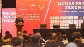 Jenderal TNI Maruli Simanjuntak ditetapkan sebagai Ketua Umum PB PJSI dalam Musyawarah Nasional (Munas) XX PJSI yang digelar di Balai Kartini, Jakarta, Jumat (11/9/2026). (Sumber Foto: Dispenad)